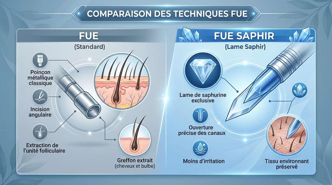 FUE et FUE Saphir : est-ce la même technique ?