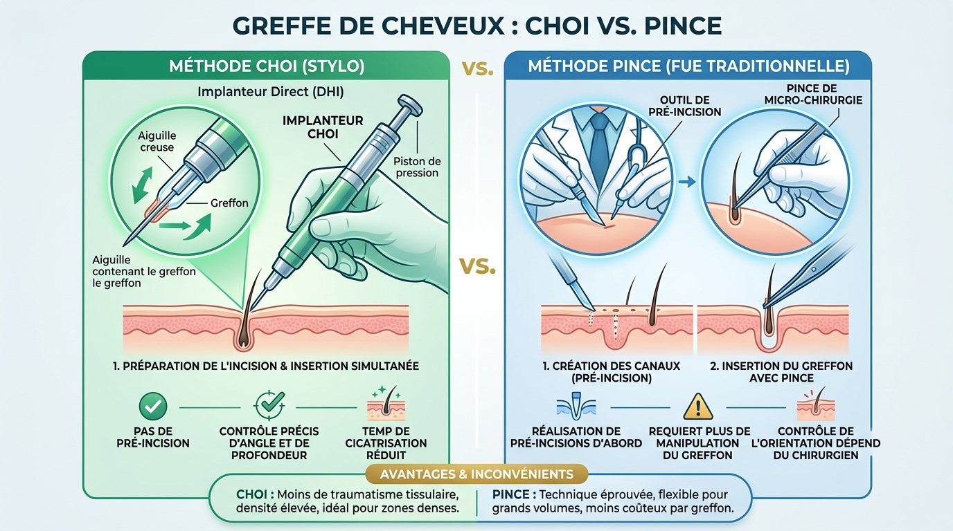 Quelle différence entre un stylo CHOI et une pince ?